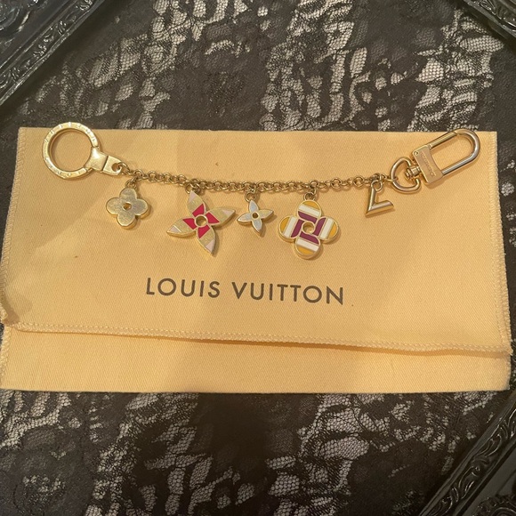 LV floral metal bag charm